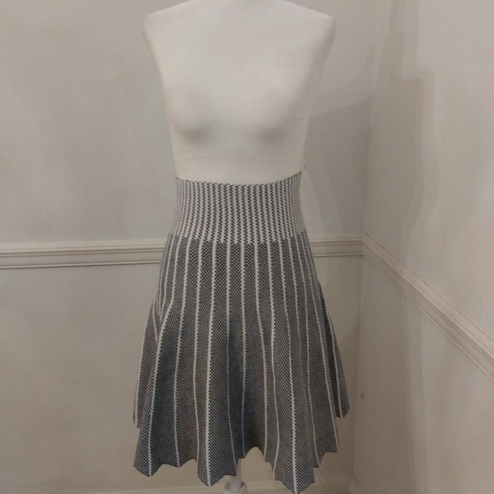 Alya Black & White Knit Skater Skirt - Size Small